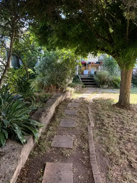 Side path with stepping stones (before)