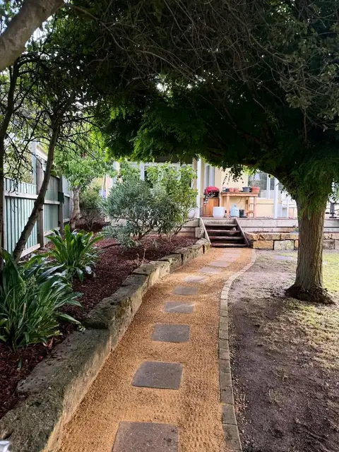 Side path with stepping stones