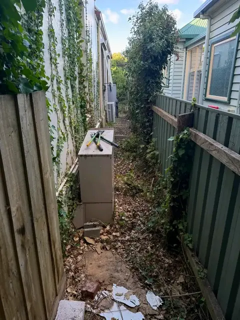 Side path with stepping stones (before)